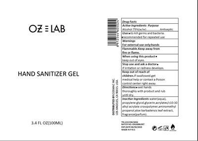 ozlab hand sanitizer gel 100 250 500 ml 75.jpg image of label - ozlab hand sanitizer gel 100 250 500 ml 75